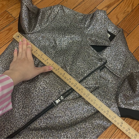 SB by Sachin & Babi metallic moto jacket size XS silver & gold shimmery full zip - Picture 11 of 12